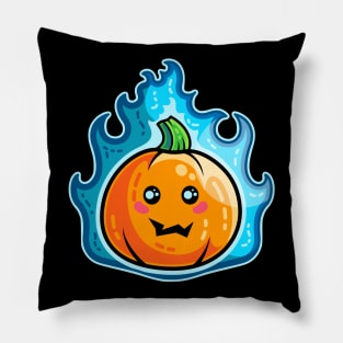 Kawaii Cute Flaming Pumpkin Pillow