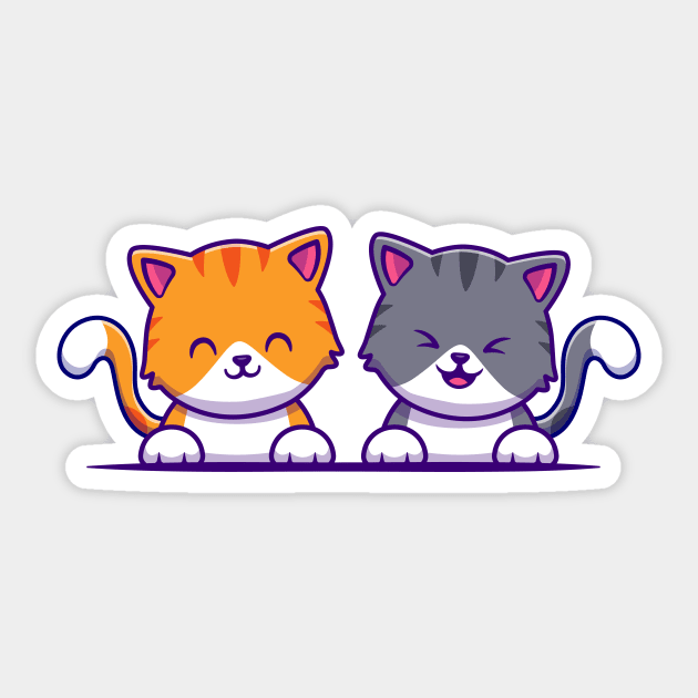 Cute Cat Couple Friend (2) - Best Friends - Sticker