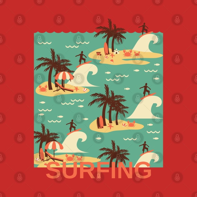 The Surfing Cartoon Illustration 1 by FlinArt