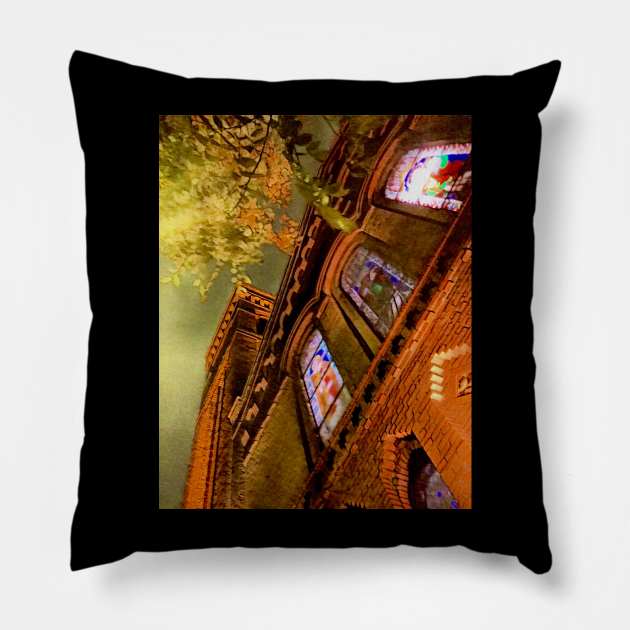 Orange Street Church Pillow by StewStudio