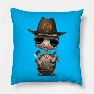 Baby Turtle Zombie Hunter Pillow