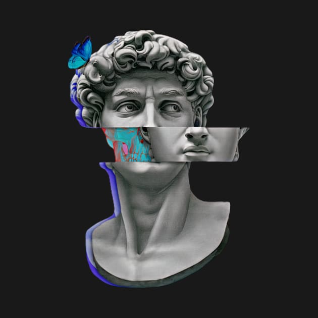 Michelangelo - David Retro Glitch Art by Artemis Art House