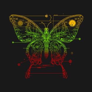 Colorful Butterfly Blue Print T-Shirt