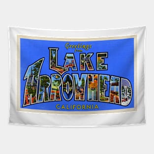 Greetings from Lake Arrowhead California - Vintage Large Letter Postcard Tapestry