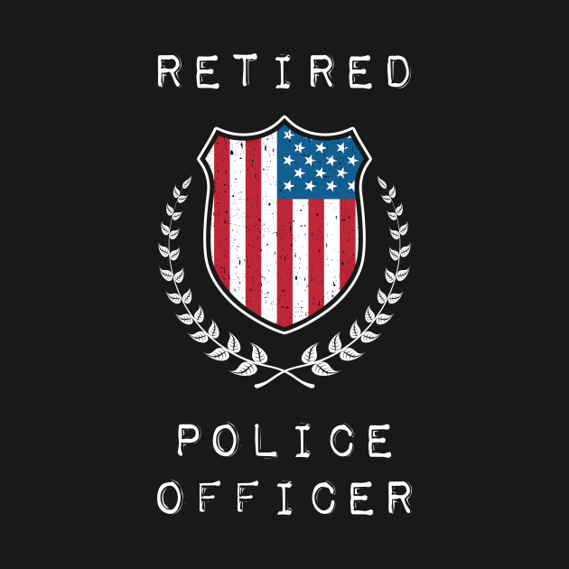 Retired Police Officer Proud Patriotic Officer American Flag by 5StarDesigns