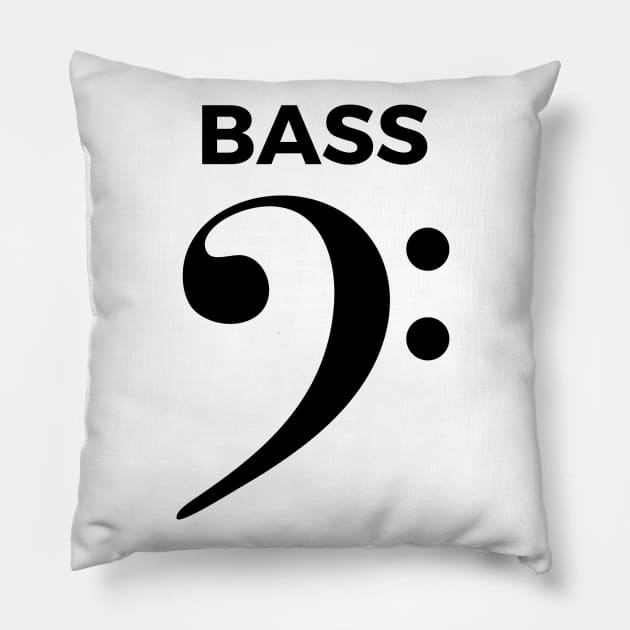 Bass Clef - Funny Music Puns Text On Top Pillow by Double E Design