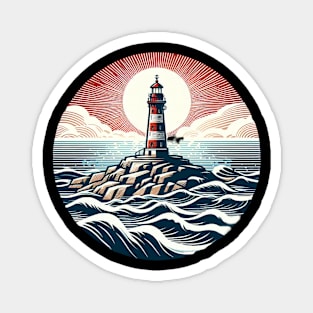 Red and white lighthouse Magnet