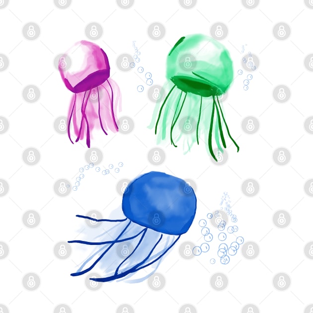 Water color Jellyfish (bubbles) by VixenwithStripes