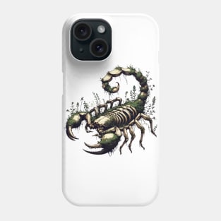 Scorpion skeleton overgrown with moss and plants Phone Case