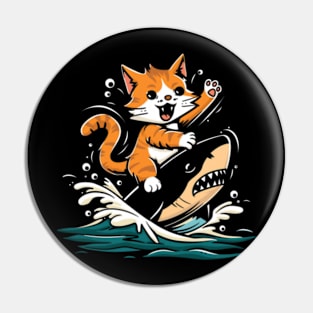 Shark Expedition Sidekick cat Pin