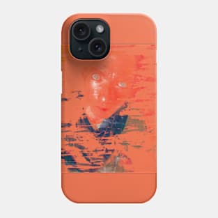 Portrait, digital collage and special processing. Man looking on us. Eyes. Smudged shapes. Orange and aquamarine. Phone Case