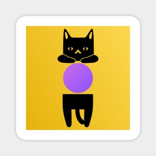 Purple Crystal Ball Cat Magnet