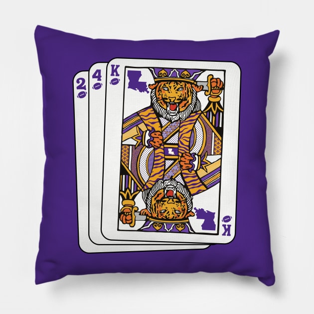 2024 Louisiana Tiger King Playing Card // Awesome King Tiger Purple and Gold Pillow by SLAG_Creative