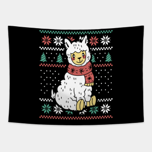 Funny Llama Ugly Christmas Sweater Tapestry