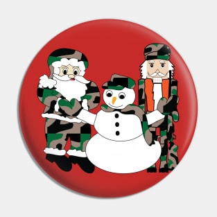 Camo Christmas, Santa Claus, snowman, nutcracker Pin