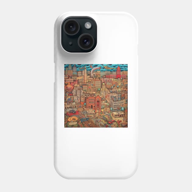 Urban Folk Art Cityscape Phone Case by EpicFoxArt