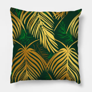 Golden Fern Leaves Pillow