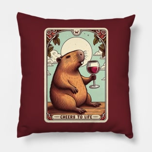 Capybara Cheers To Life Pillow