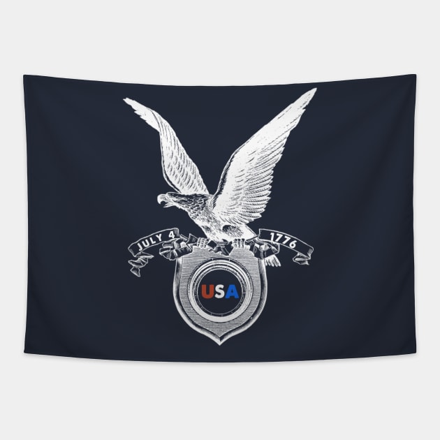 Flying Patriotic Comfort Eagle July 4th Tapestry by Contentarama