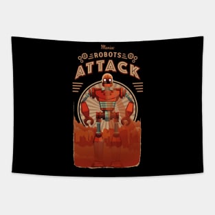 the attack of the maniac robots - vintage robot Tapestry