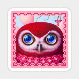 Pink Creepycute Owl Magnet