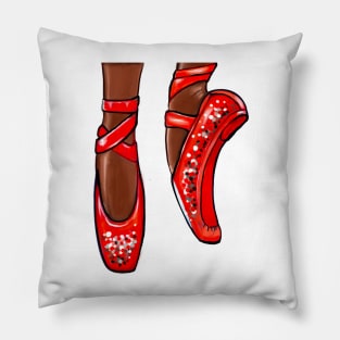 Top 10 best gifts for dancers. Ballet pointe shoes in red. Ballerina dancer dancing dance Pillow