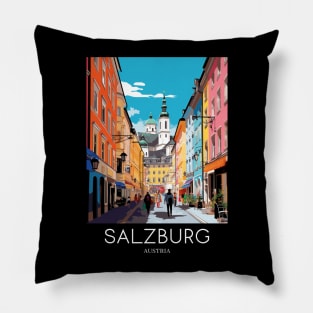 A Pop Art Travel Print of Salzburg - Austria Pillow