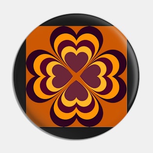 Autumn clover heart - orange Pin