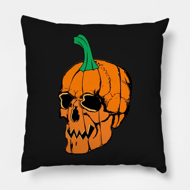 Pumpkin Skull Halloween Pillow by ppandadesign