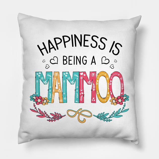 Happiness Is Being A Mammoo Wildflowers Valentines Mothers Day Pillow by KIMIKA