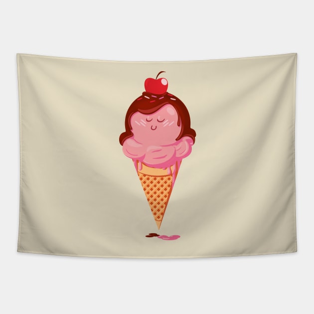 Tasty Strawberry Icecream Cone Tapestry by Niall Byrne