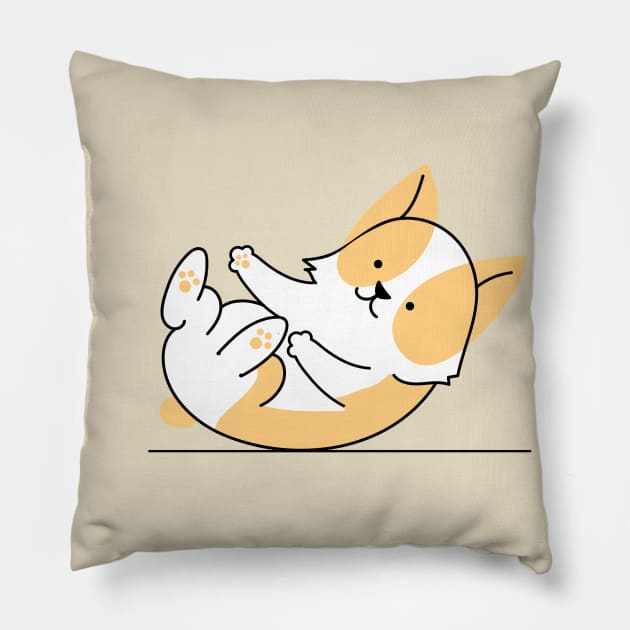 Yoga Dog Happy Baby Pose Pillow by InkyArt