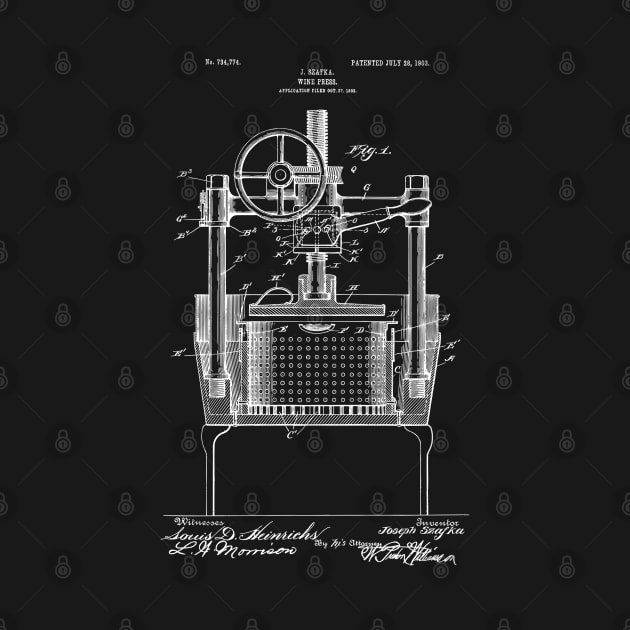 Wine Press Steampunk Style Patent Print by MadebyDesign