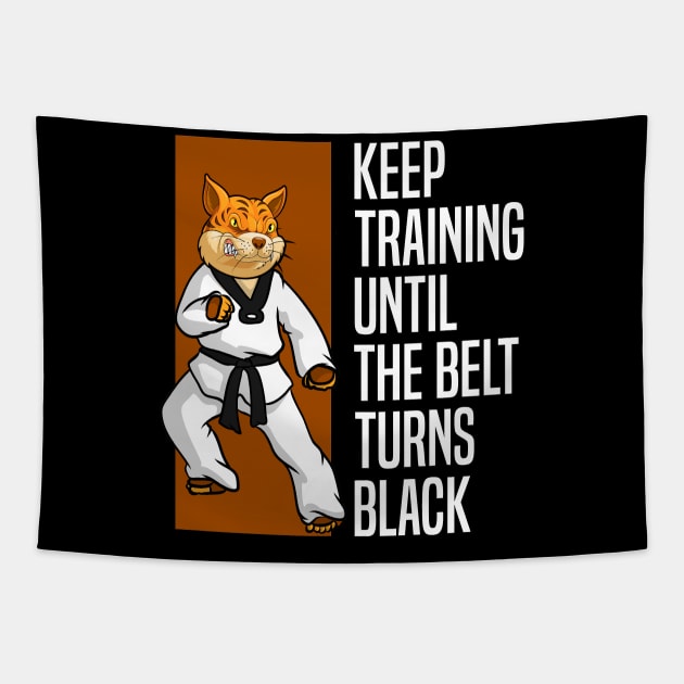 Keep Training Until The Belt Turns Black - Karate Teacher Tapestry by Tesszero