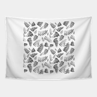 Modern Fern Leaves - Black & White Tapestry