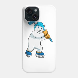 Polar bear at Ice hockey with Ice hockey stick Phone Case