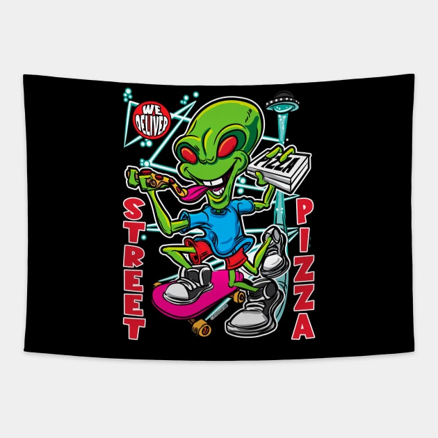Street Pizza Tapestry by eShirtLabs