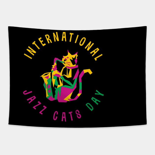 International Jazz Cats Day Tapestry by jazzworldquest