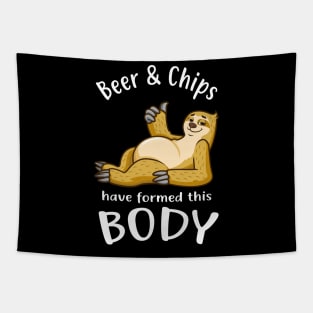 Sloth Funny Beer & Chips Belly Dad Body Men Gifts Tapestry