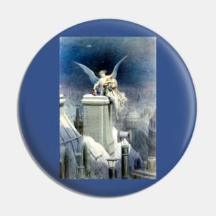 Christmas Eve - Gustave Dore Angel on snowy chimney Pin