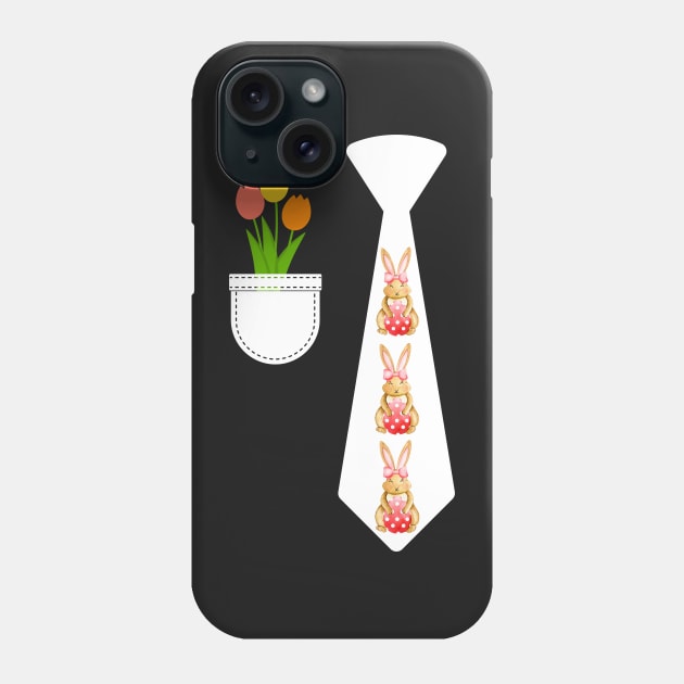 Easter rabbit necktie Easter Tulips in Shirt pocket cute mini easter bunny Phone Case by Artstastic