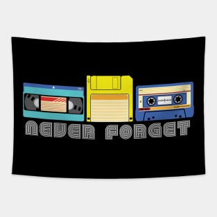 Vintage Never Forget VHS Tape Floppy Disk Cassette Tape Tapestry