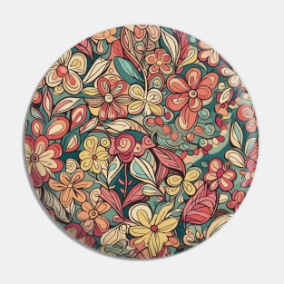 Floral Pattern Colorful Cartoon: Vibrant Petal Adventures Pin