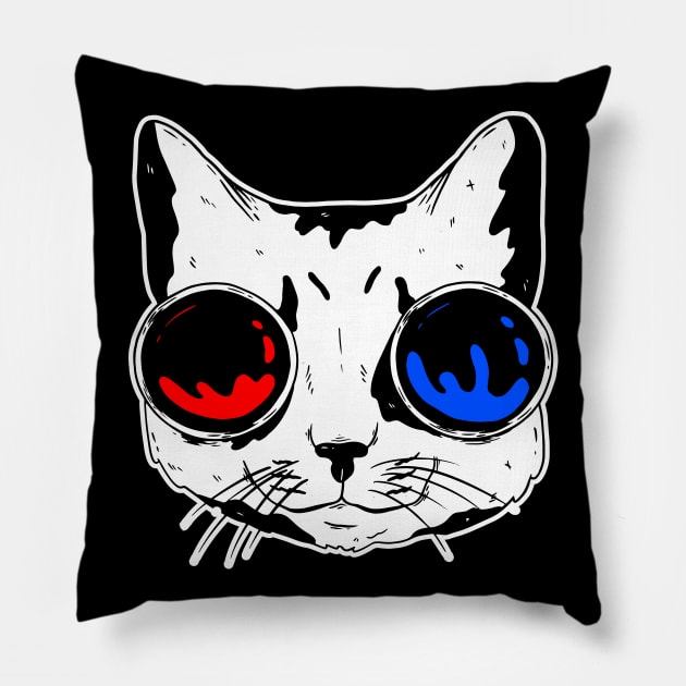 funny cat – Meowtrix (red pill or blue pill) (black variant) Pillow by LiveForever