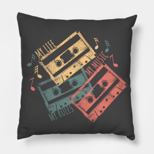 Retro Cassette Tapes - Analog Vibes, Digital Hearts. My life, my rules, my music Pillow