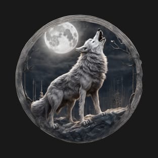 wolf howling at the moon T-Shirt