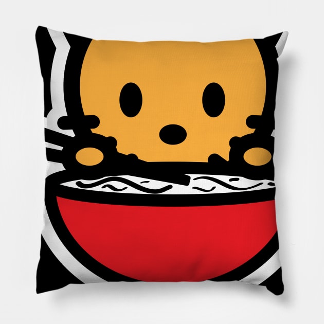 Cat Kitten Send Noods Food Noodles Pho Ramen Funny Animal Pillow by Bambu