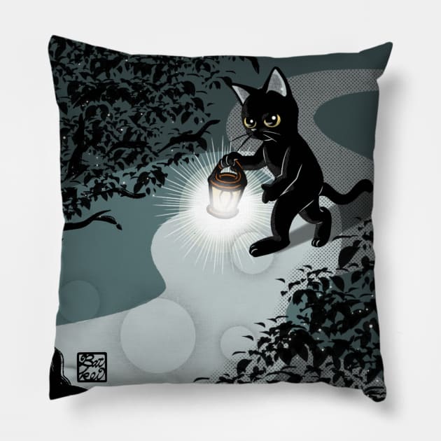 Go On A Walk At Night Pillow by BATKEI