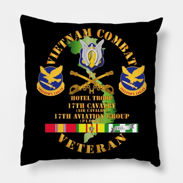 Vietnam Combat Cavalry Vet  w Hotel Troop - 17th Air Cav - 17th Aviation Group DUI w SVC Pillow by twix123844