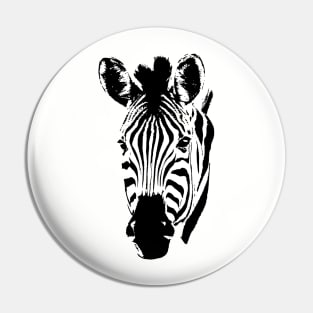 Zebra Close-up in Graphic Pen and Ink Style Pin